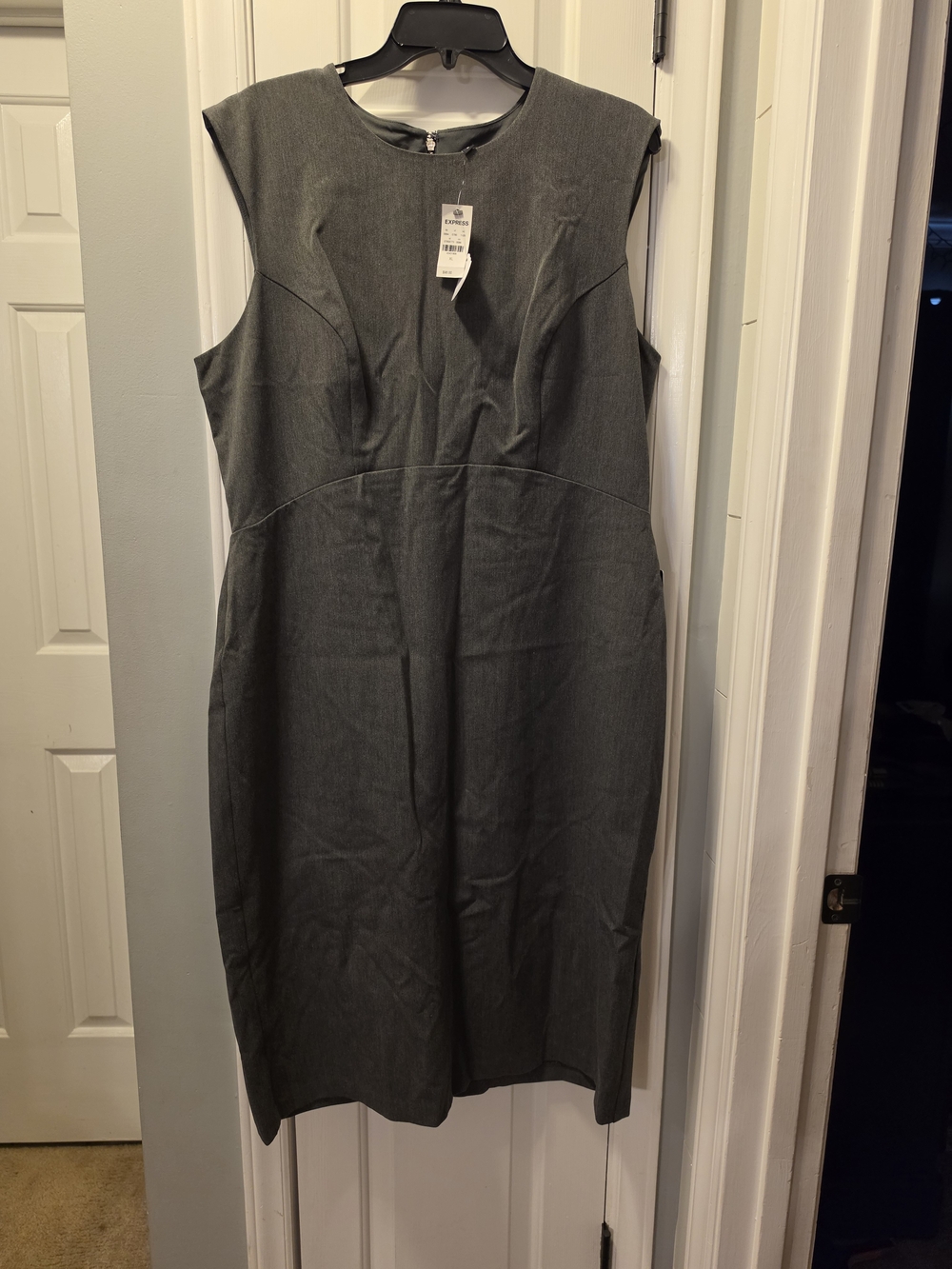 Express Sleeveless Sheath Dress in Charcoal Gray